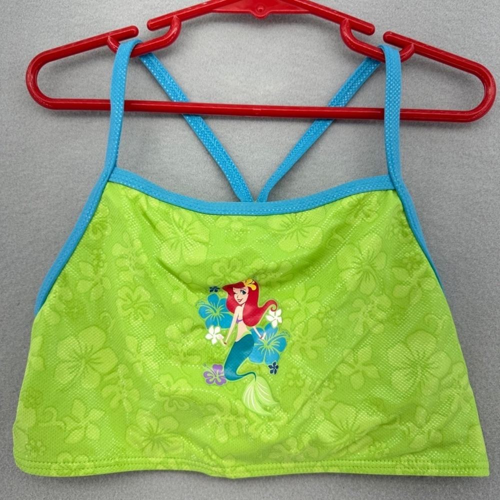VTG Disney The Little Mermaid Ariel Bikini Swim Top Girls 10/12 L Green Blue